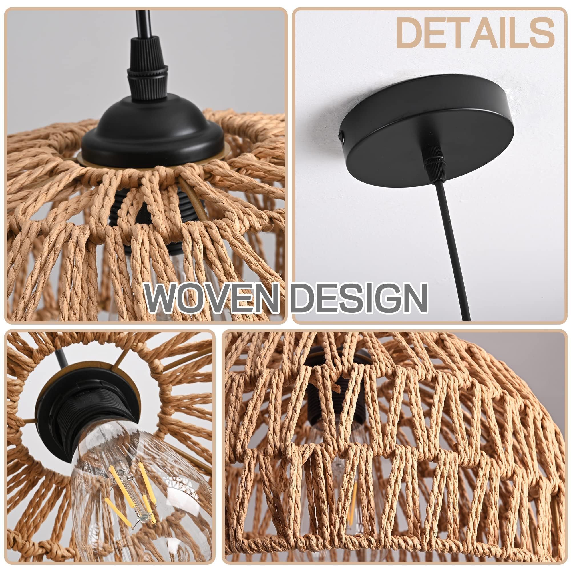 AyshwillDec wicker pendant light with canopy accentuates entryways and kitchens.