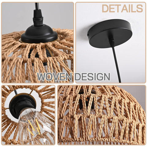 AyshwillDec wicker pendant light with canopy accentuates entryways and kitchens.