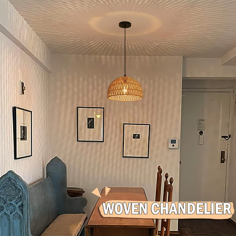 AyshwillDec woven dome rattan chandelier adds cozy atmosphere to living spaces.