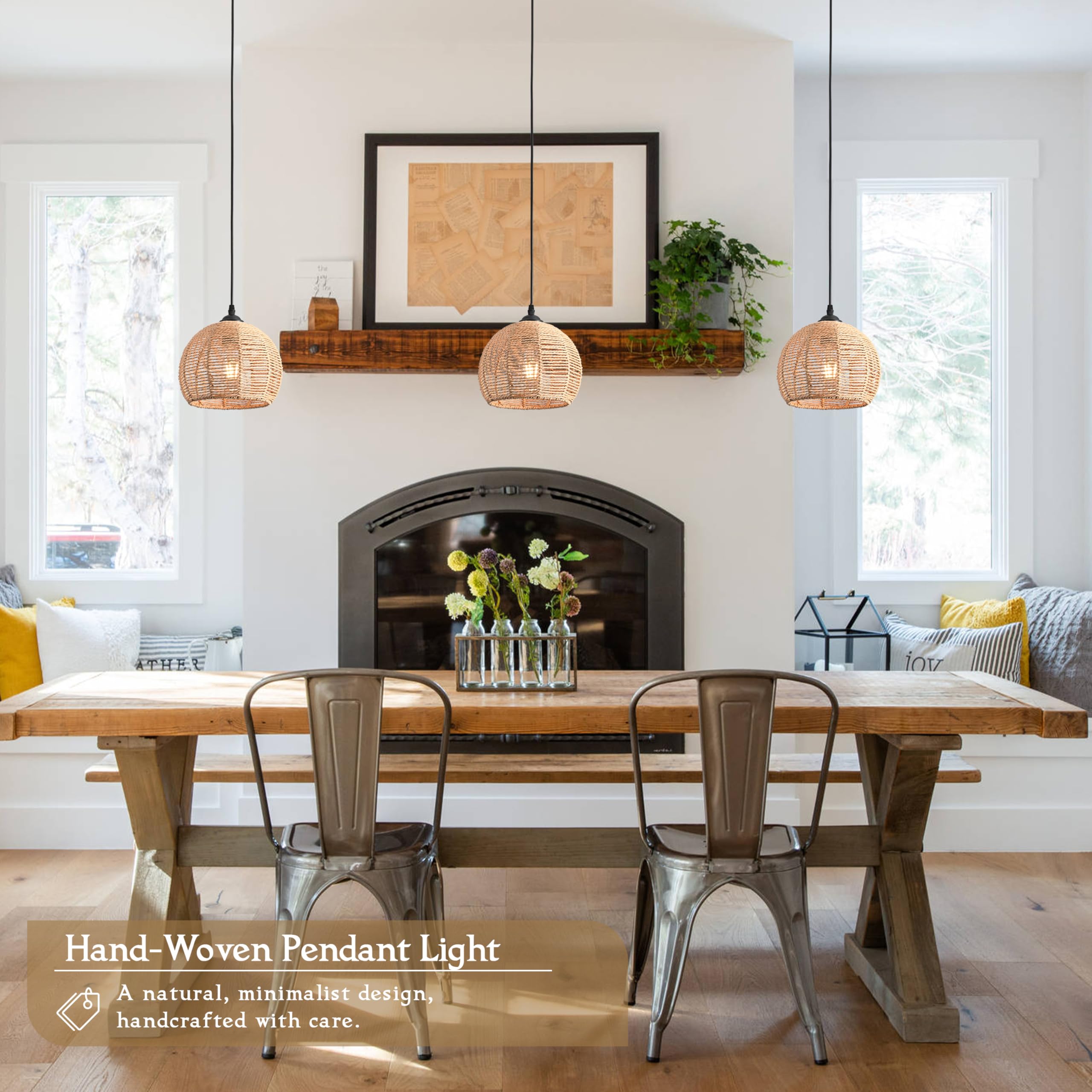 AyshwillDec woven pendant light natural finish adds coastal charm to living spaces.