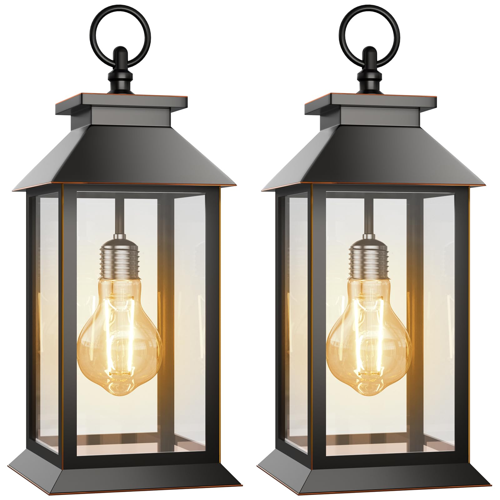 AYTPU hanging solar lanterns glow warmly on a porch for outdoor ambiance