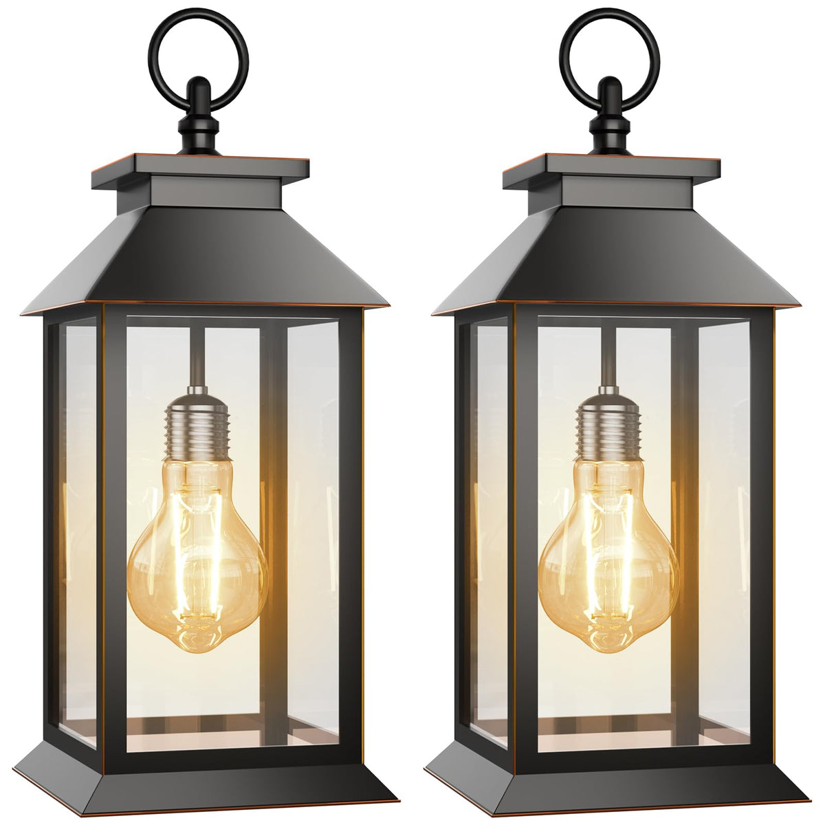 AYTPU hanging solar lanterns glow warmly on a porch for outdoor ambiance