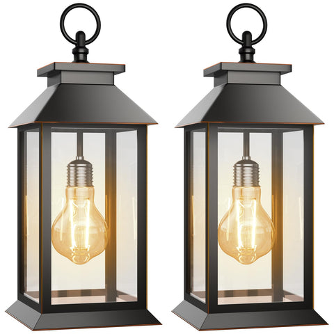 AYTPU hanging solar lanterns glow warmly on a porch for outdoor ambiance