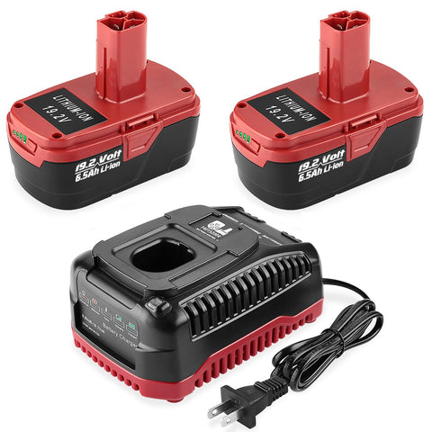 AYTXTG 2-pack 6.5Ah battery powering Craftsman 19.2V tools with extended runtime.