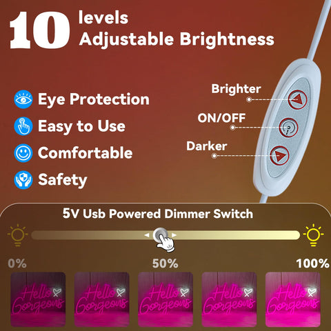 AYwYyjCh Hello Gorgeous pink neon sign dimmable control enables customizable brightness.
