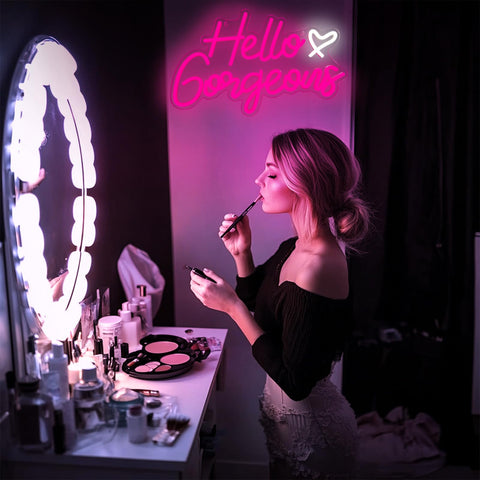 AYwYyjCh Hello Gorgeous pink neon sign low voltage safe to touch energy efficient.