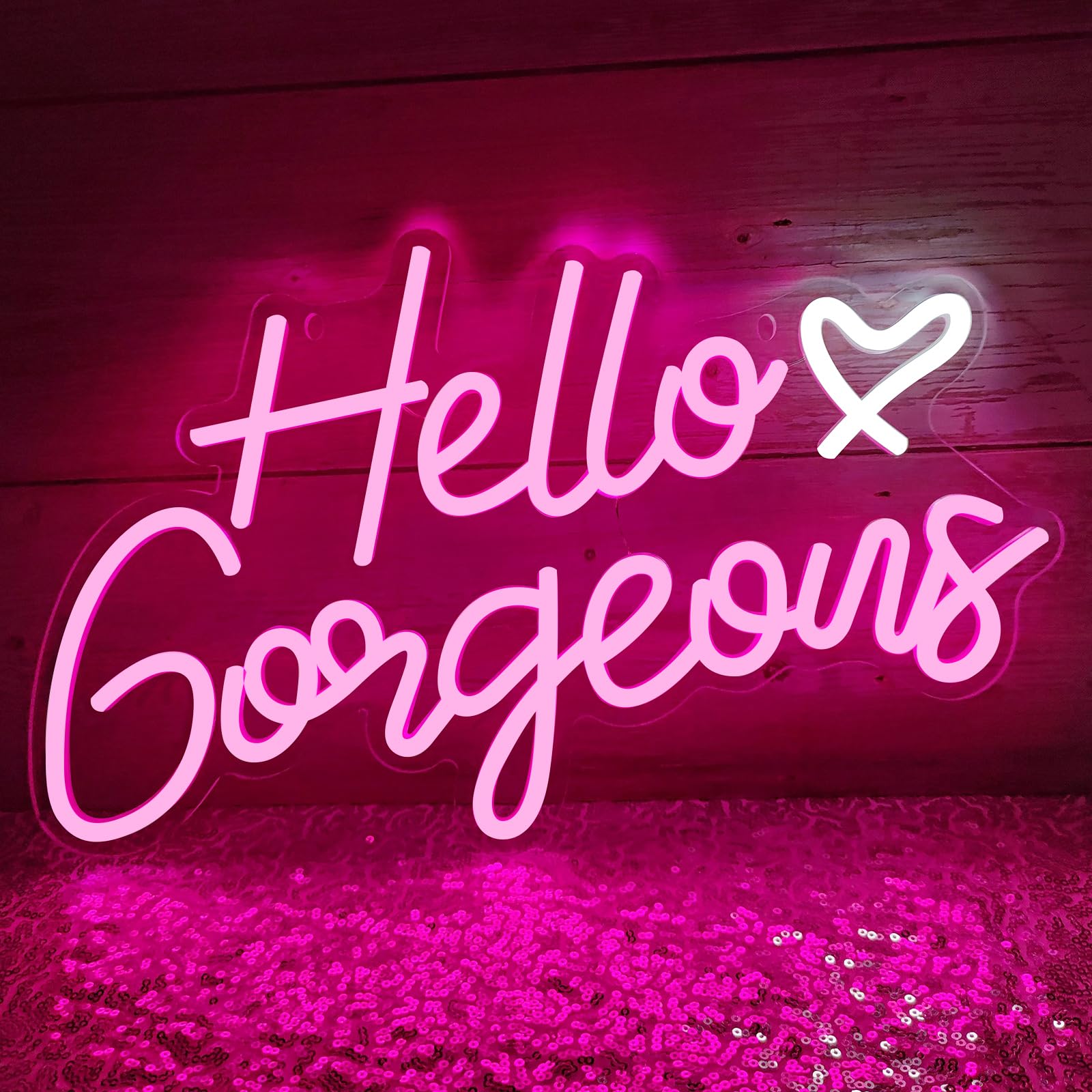 AYwYyjCh Hello Gorgeous pink neon sign wall display adds vibrant ambiance to any room.