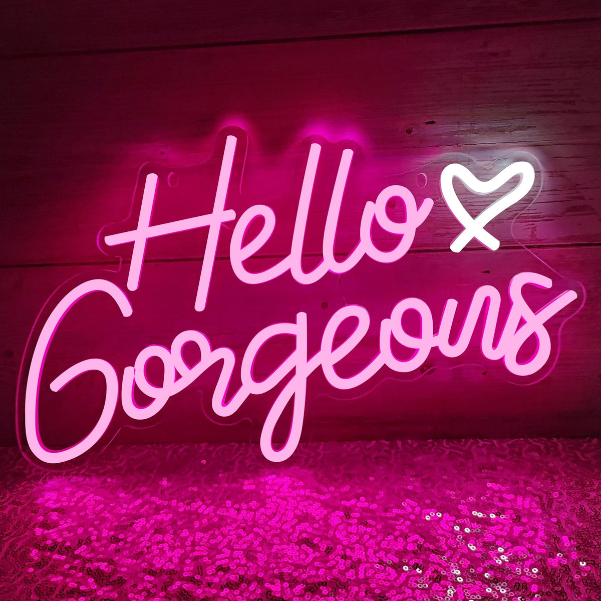 AYwYyjCh Hello Gorgeous pink neon sign wall display adds vibrant ambiance to any room.