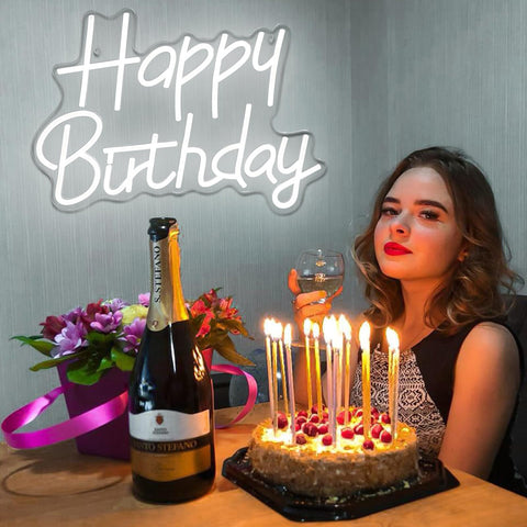 AYwYyjCh Happy Birthday neon sign USB power connection for simple setup