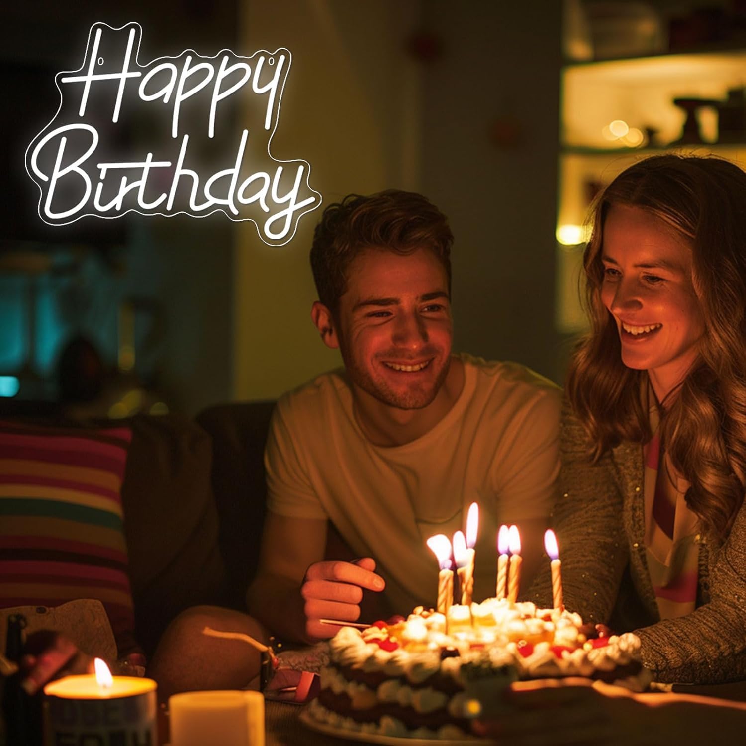 AYwYyjCh Happy Birthday neon sign table stand option for flexible display