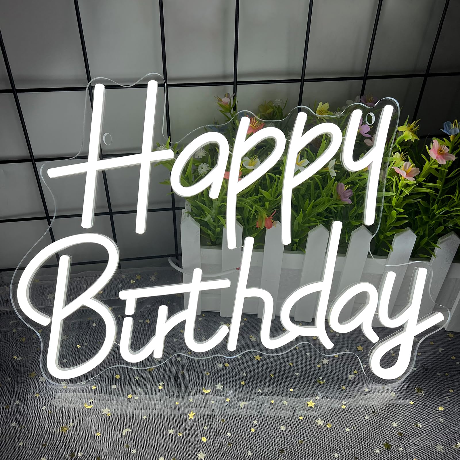 AYwYyjCh Happy Birthday neon sign wall decor glowing for celebrations and backdrop lighting