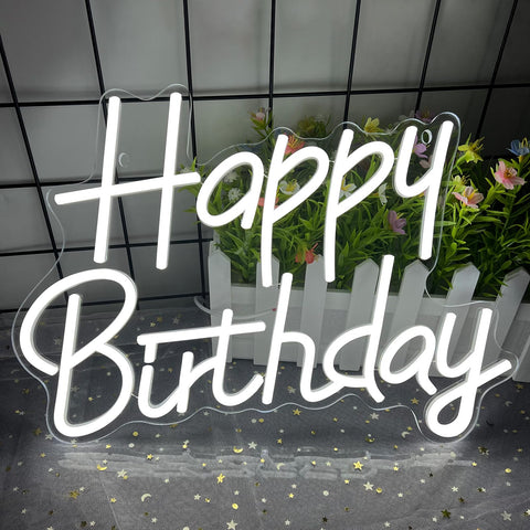 AYwYyjCh Happy Birthday neon sign wall decor glowing for celebrations and backdrop lighting