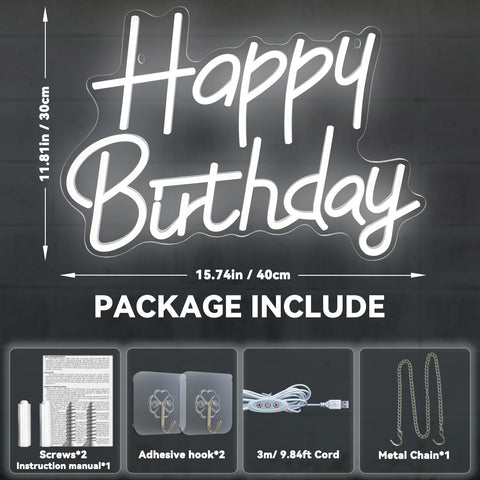 AYwYyjCh Happy Birthday neon sign wall-hanging setup for seamless room decor