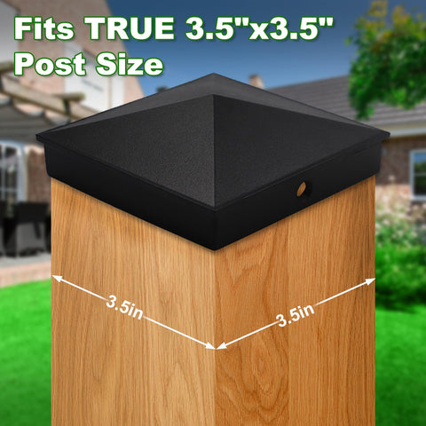 Azdele 4x4 pyramid post cap side view with matte black finish