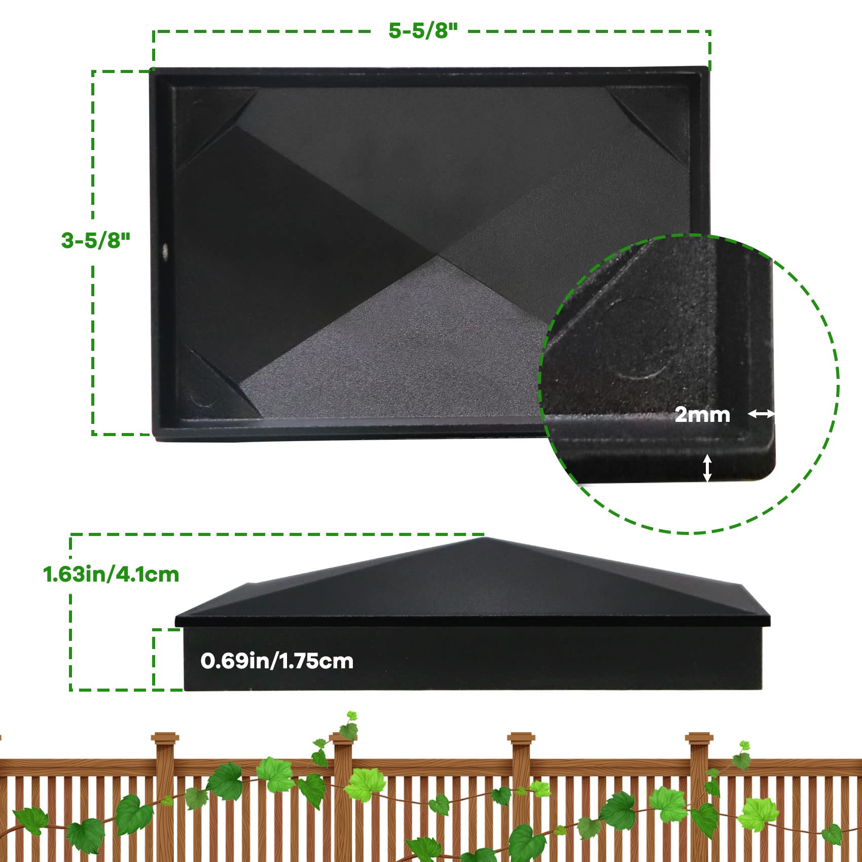 Azdele matte powder-coated surface resists rust and fading for long-lasting deck and fence posts.