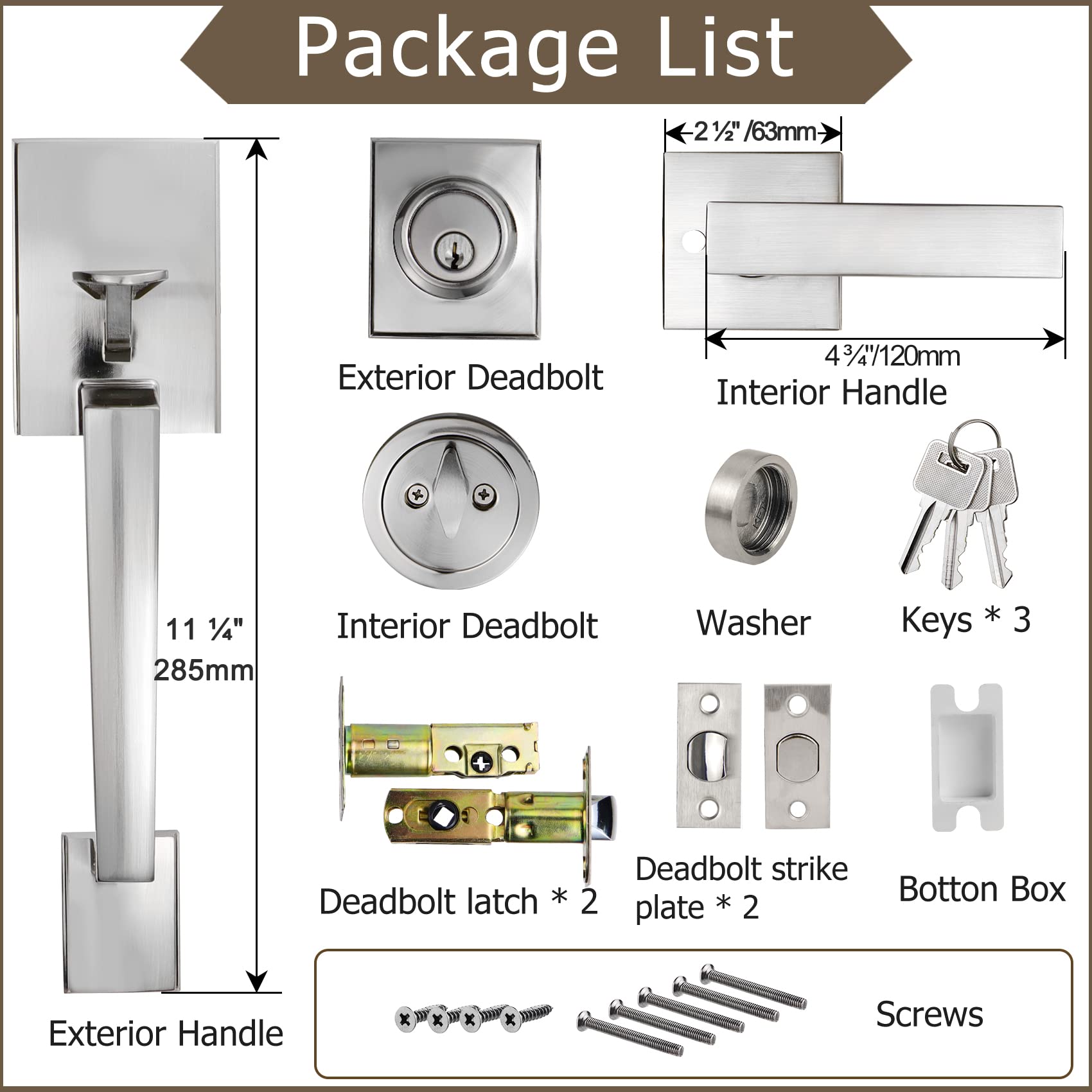 Azdele adjustable latch 60-70mm for common door thicknesses.
