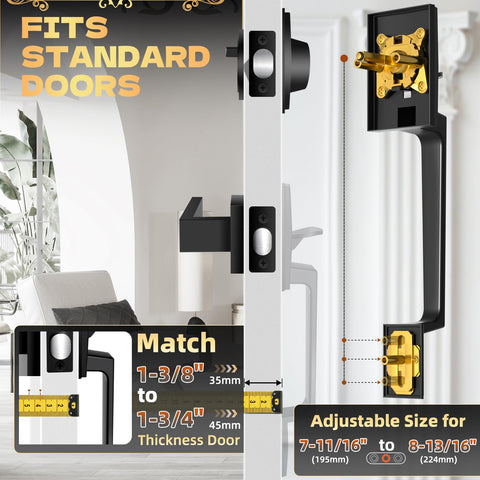 Azdele front door lock set deadbolt close-up highlighting durable zinc alloy construction.