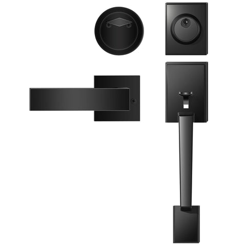 Azdele front door handle and deadbolt set matte black with secure exterior hardware.