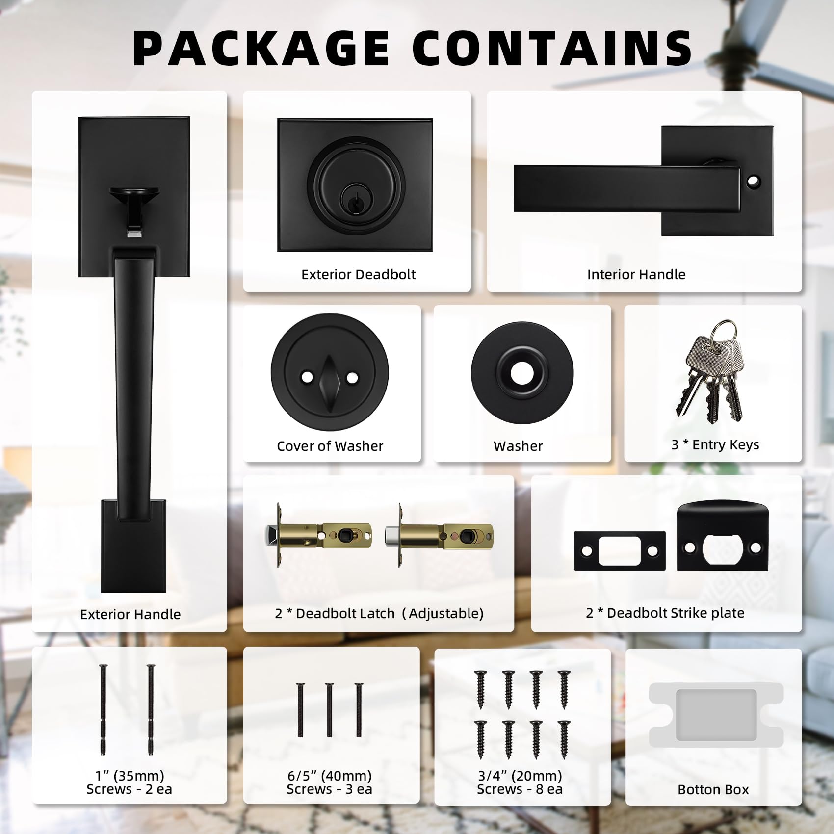 Azdele package includes all hardware for quick installation.