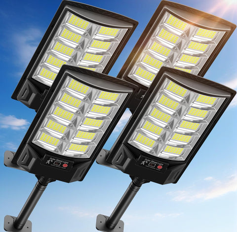 Azeivk Solar Lights Outdoor 4-pack bright LEDs illuminate your yard after dark.