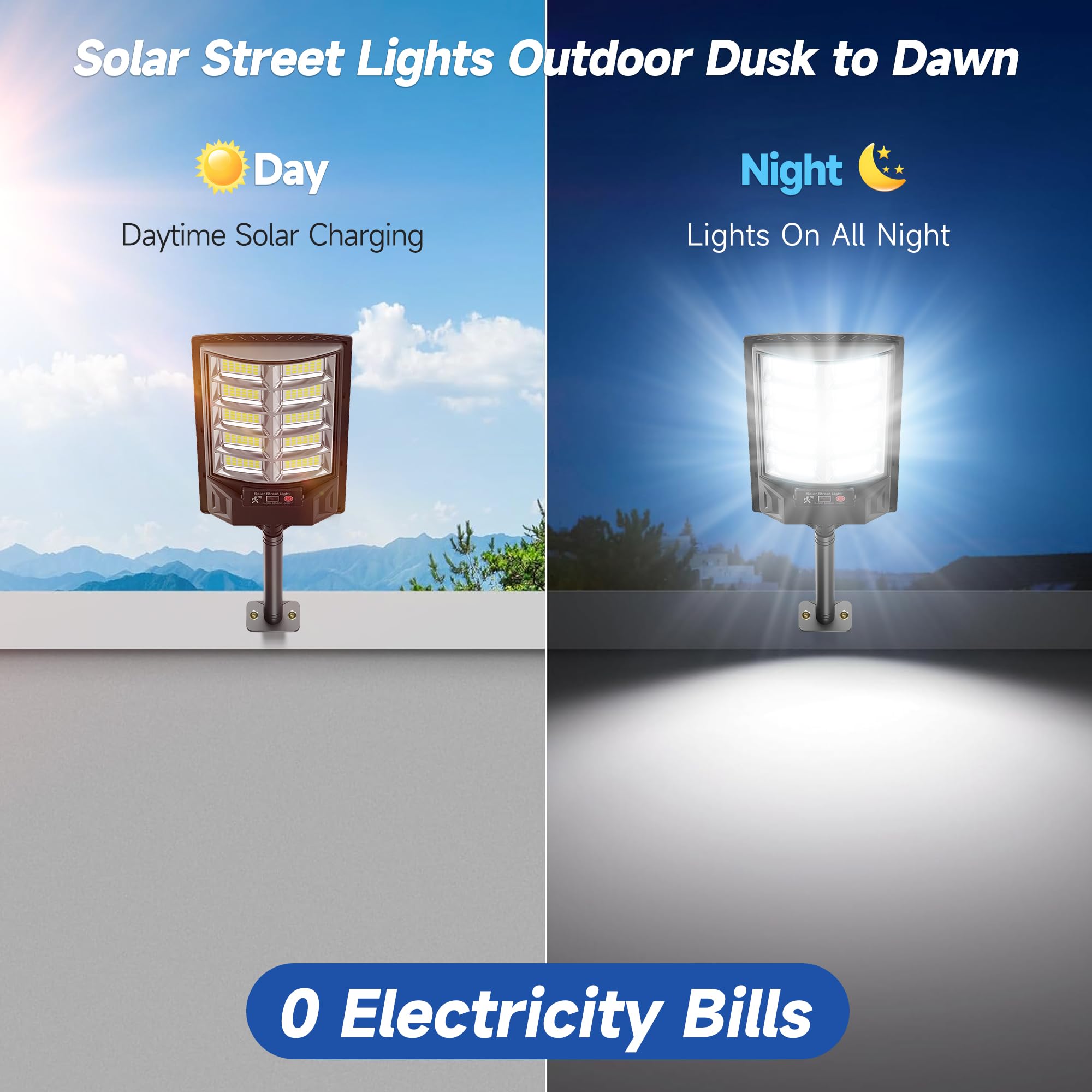 Azeivk Solar Lights Outdoor motion sensor dusk-to-dawn mode detects movement.