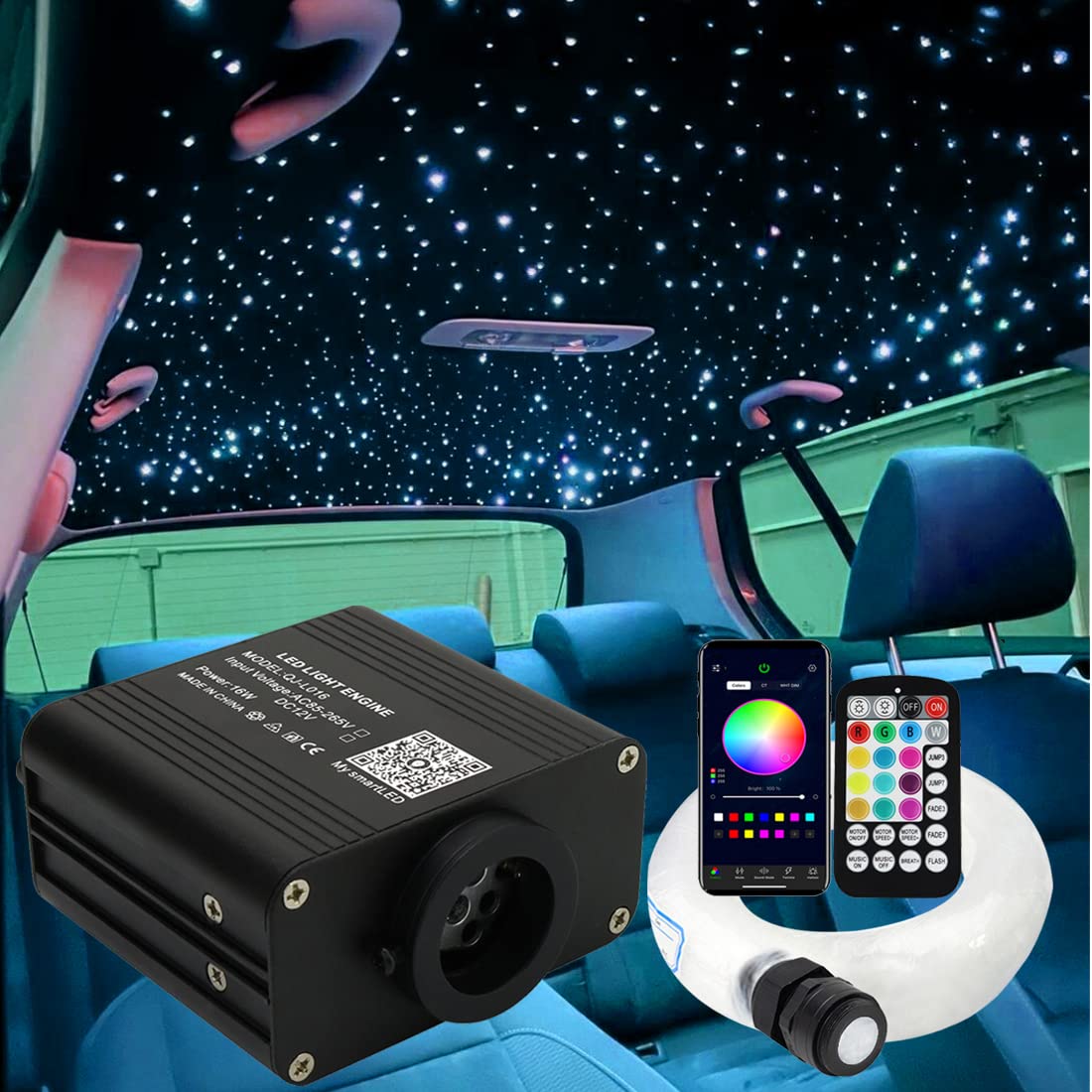AZIMOM Twinkle star headliner kit for car interior creates a cozy ceiling ambiance.
