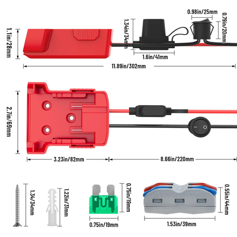 Azocek 12AWG wire with terminals for sturdy connections