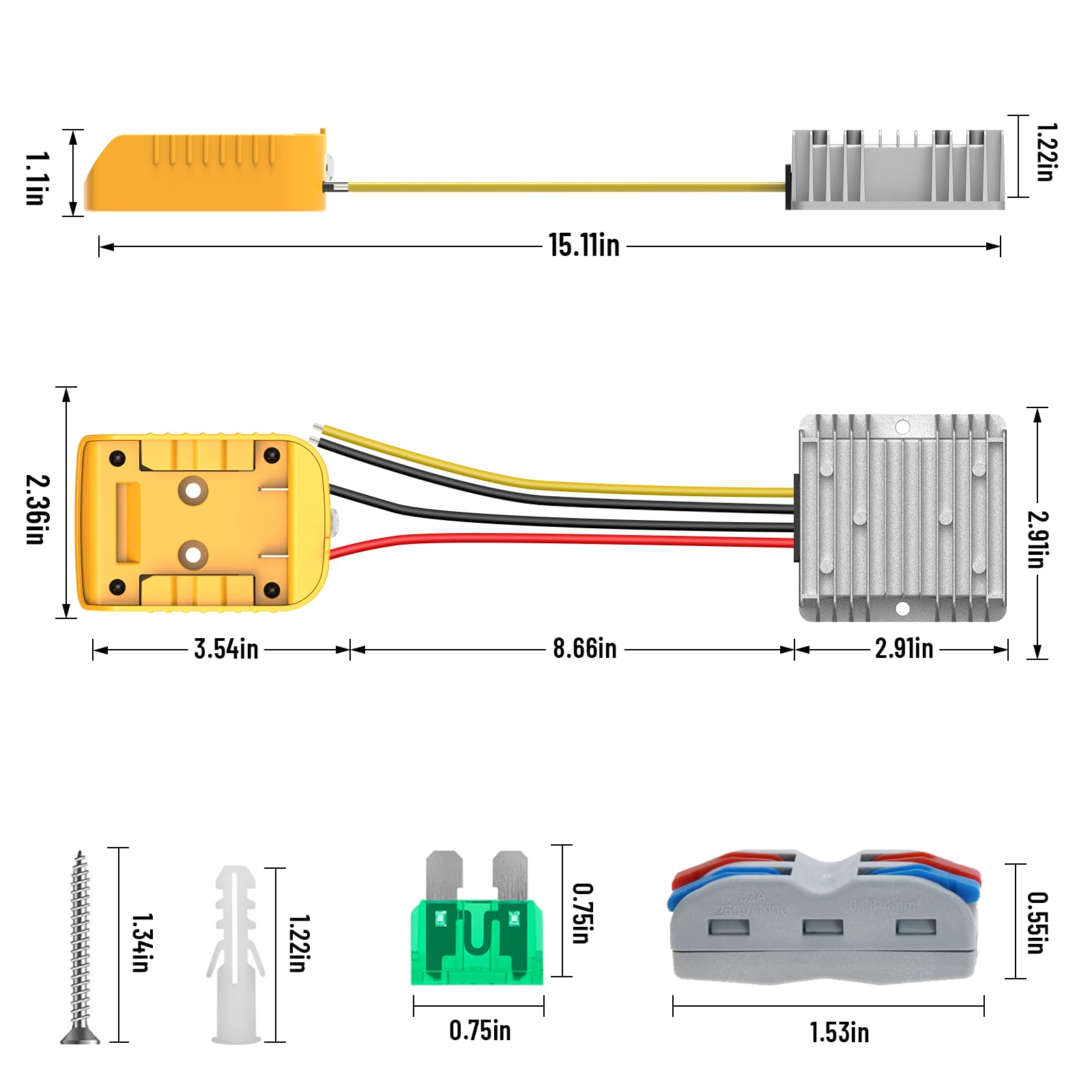 Azocek 12V output connects to tools and lights