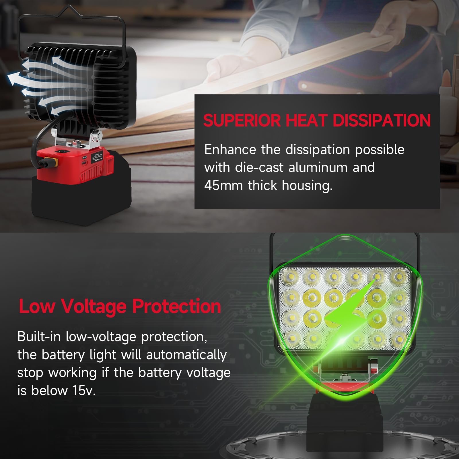 Azocek 18V Mil-wau-kee compatibility enables cordless use
