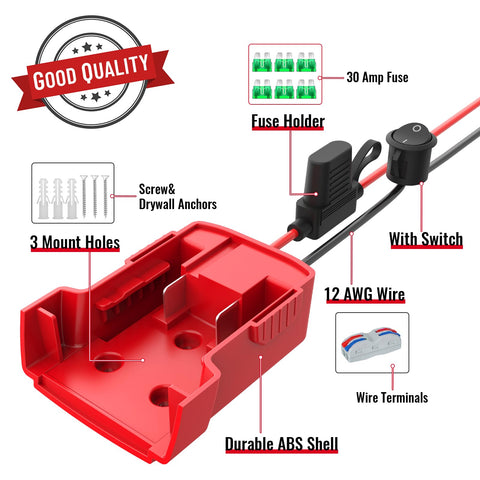 Azocek 18V Milwaukee-compatible adapter securely fits batteries for versatile builds