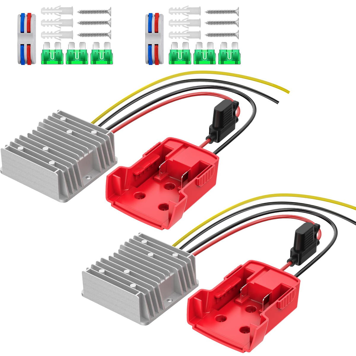 Azocek 18V to 12V step-down converter front view, compact and ready for power upgrades.