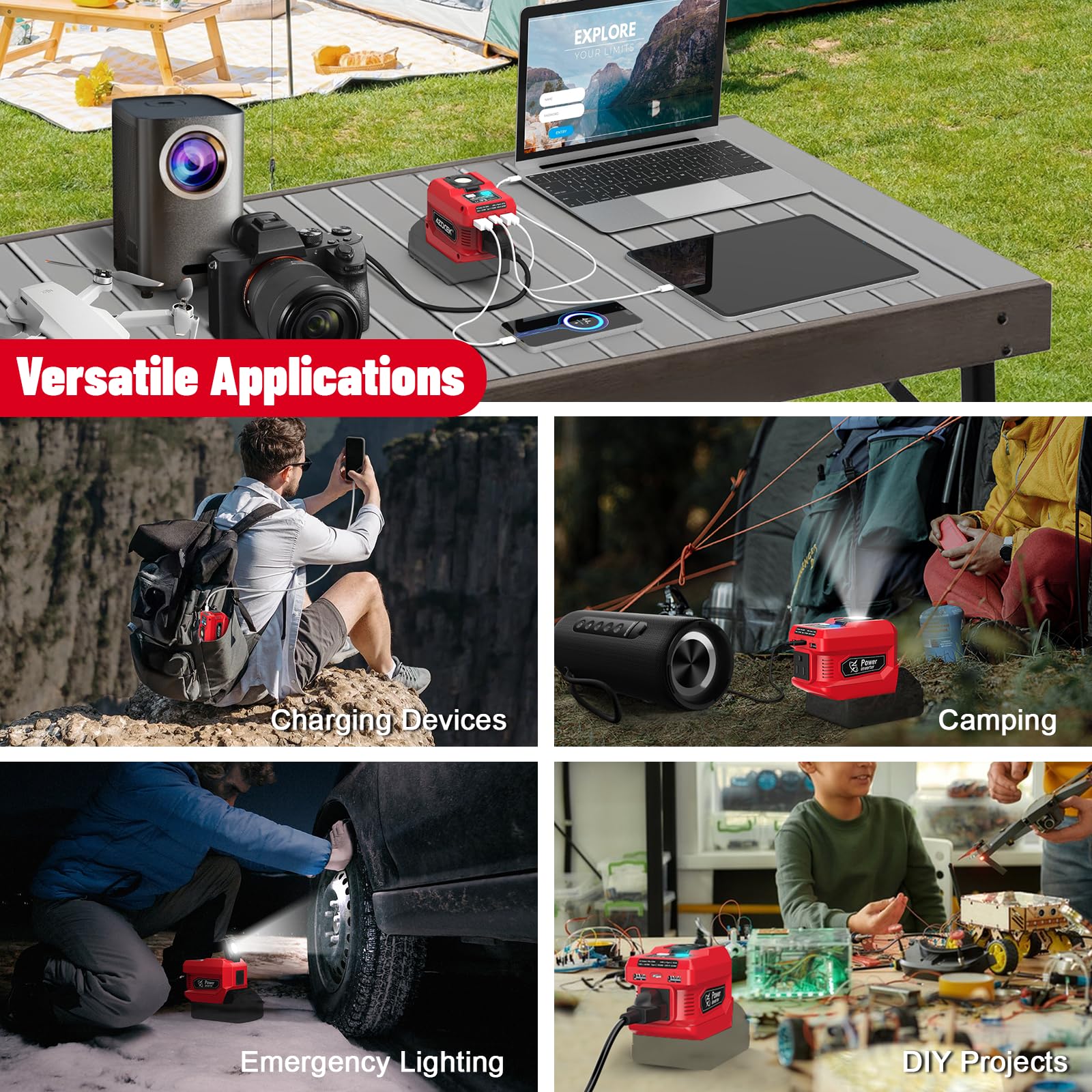 Azocek 220W inverter in compact portable design for outdoor use