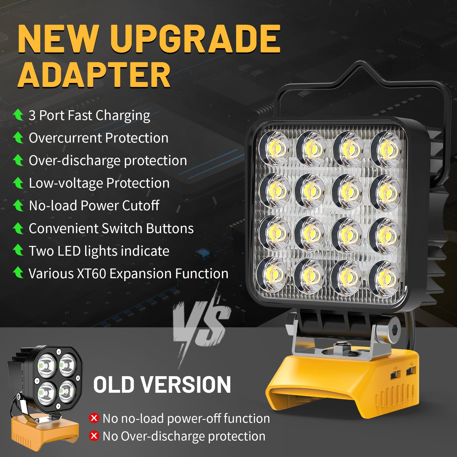 Azocek 48W 4800lm cordless light provides bright, reliable illumination for tasks.