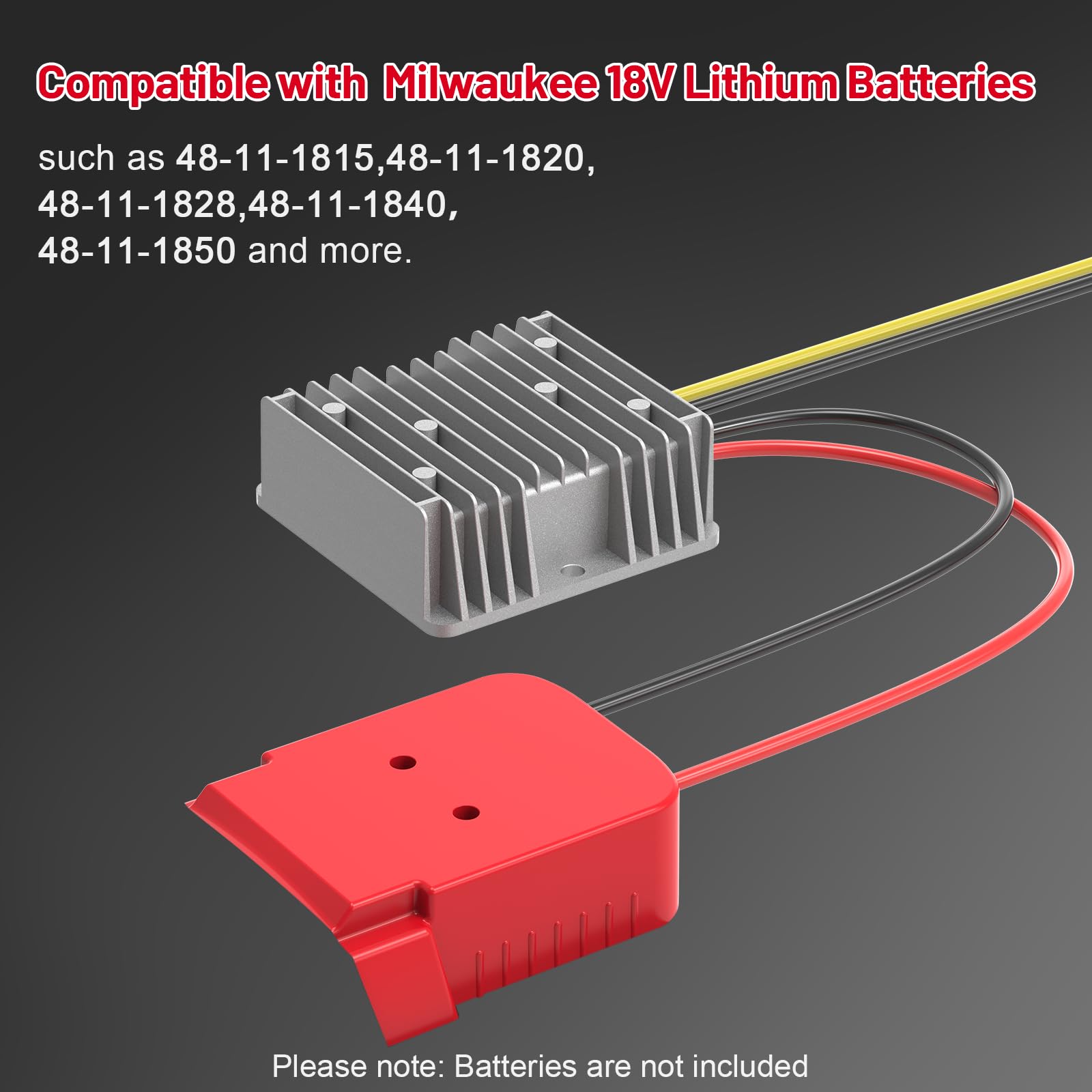 Azocek battery adapter shows switch and LED indicators for mode status