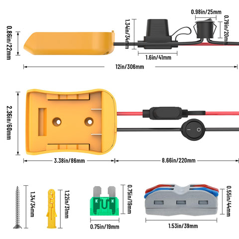 Azocek compatibility with Dewalt 18V/20V batteries example DCB series