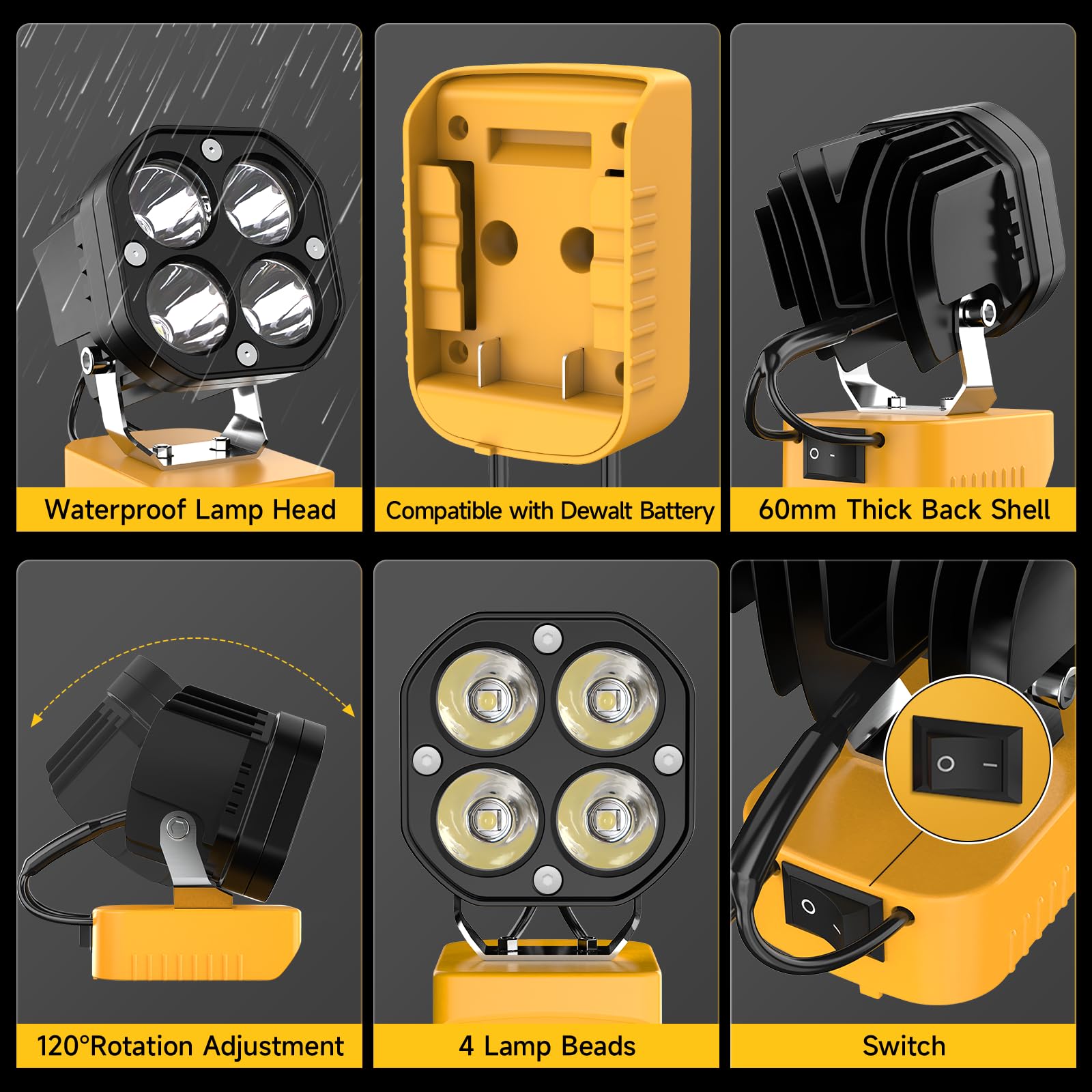 120-degree adjustable beam coverage suits large work areas.