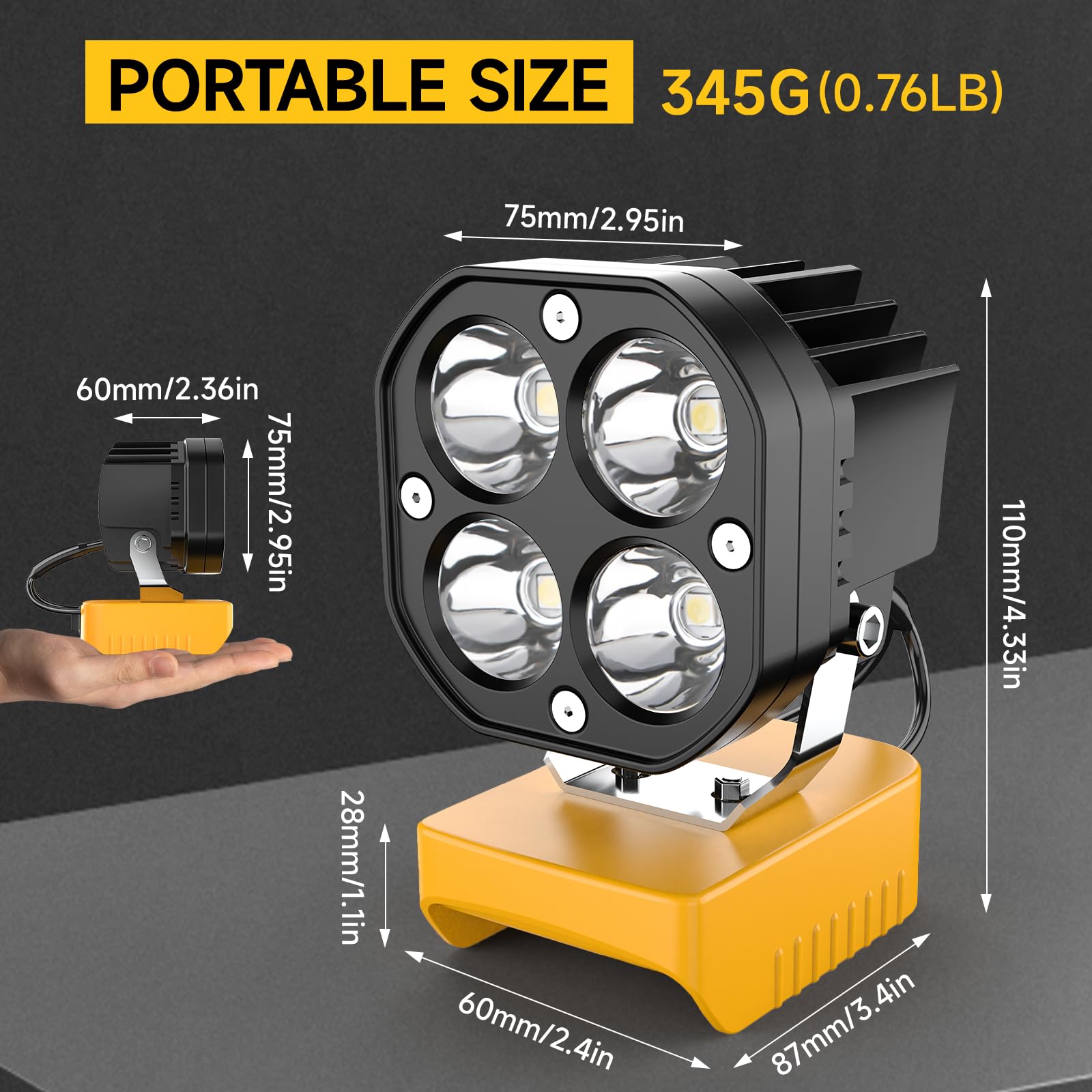 Azocek LED work light delivers 6000 lumens for bright, clear illumination.