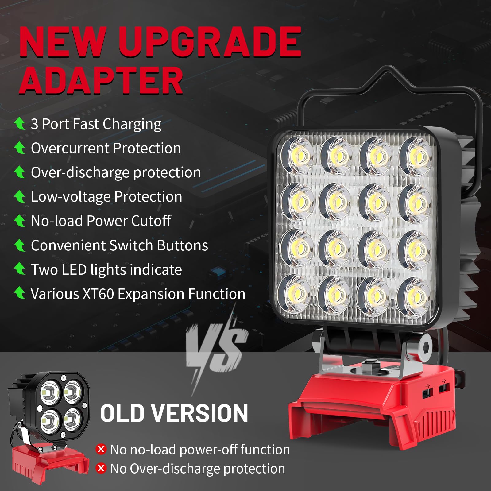Azocek LED work light 6500k-cool-white provides daylight-like visibility.