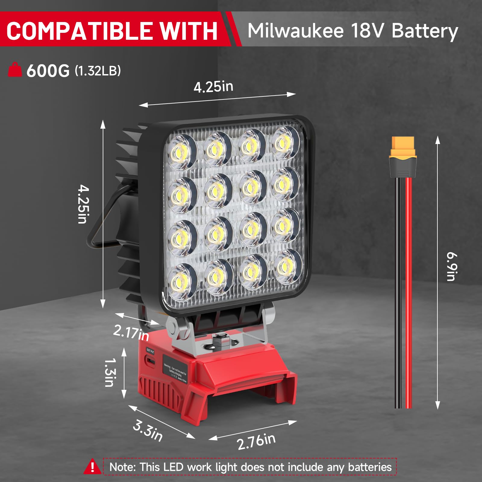 Azocek LED work light in-use demonstrates bright 4800 lumens.
