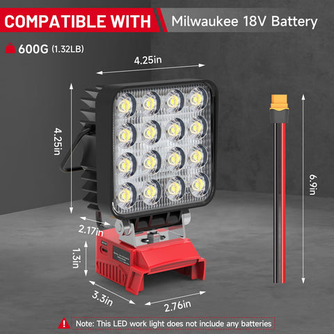 Azocek LED work light in-use demonstrates bright 4800 lumens.