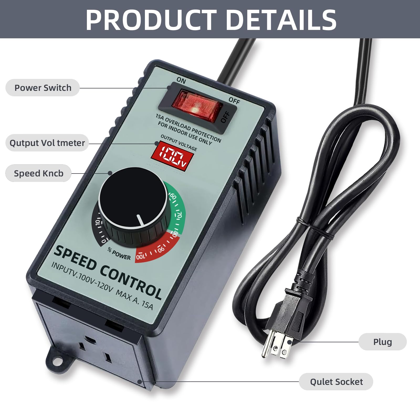 Azucyzi 120V controller with broad compatibility for drills, grinders, and pumps.