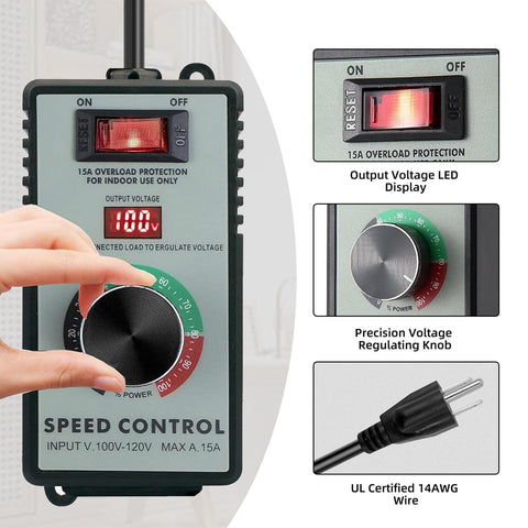 Azucyzi speed controller with clip-on design for easy plug-in installation.