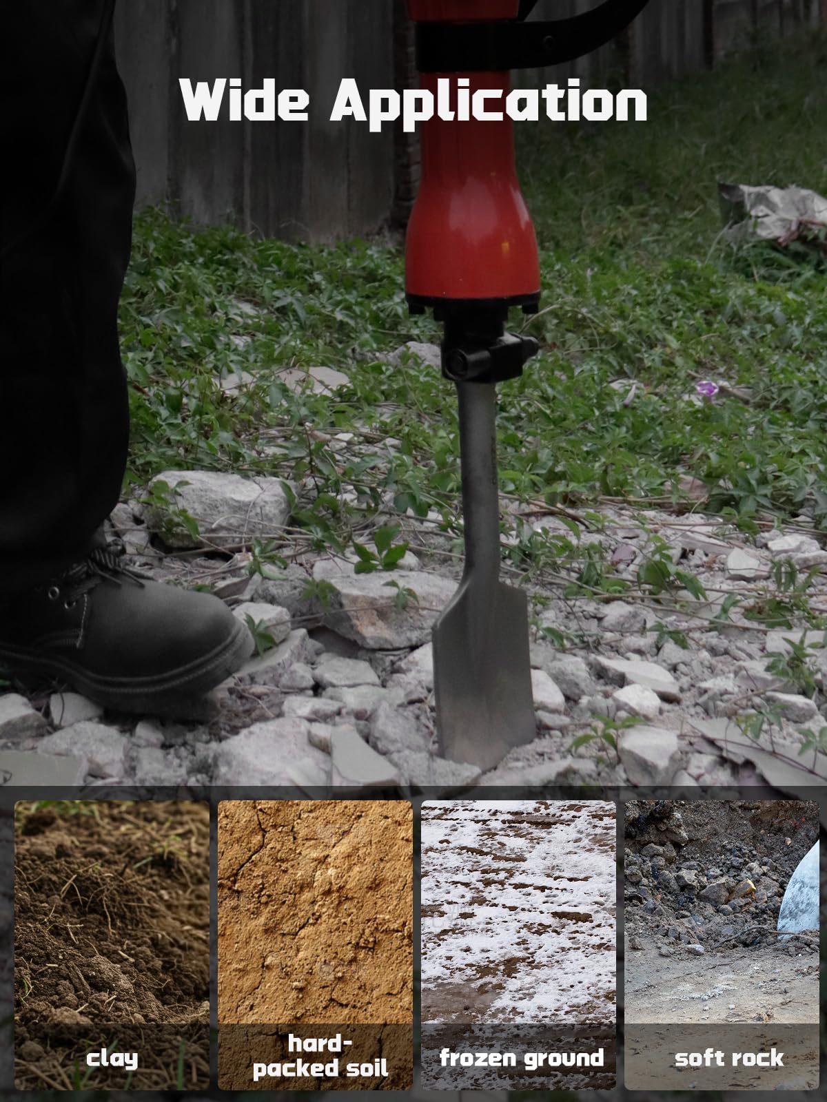 AZUNO HEX Clay Spade Bit compatible with 1-1/8 HEX jackhammers