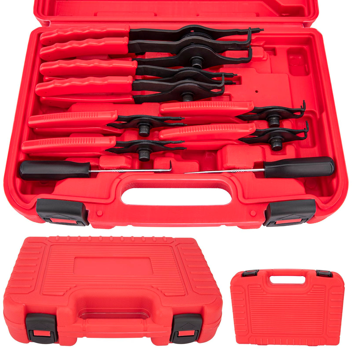 AZUNYYDS Snap Ring Pliers Set in case keeps tools organized for fast access.