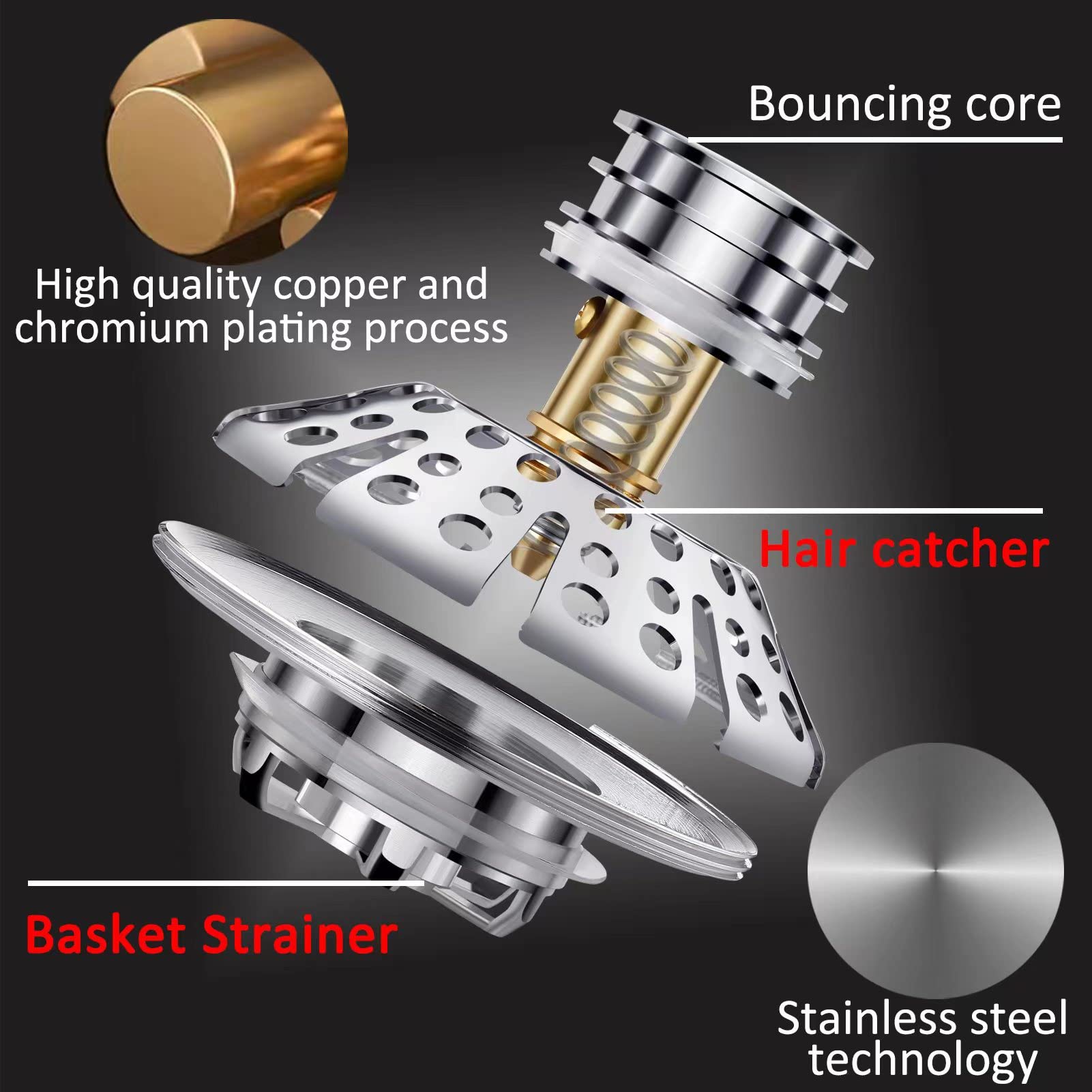 AzWzz copper bath drain plug highlighting rust resistance.
