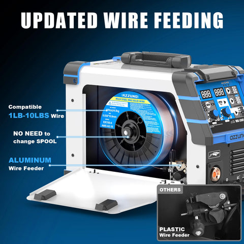 AZZUNO 200A MIG Welder in action MIG process delivers clean welds.