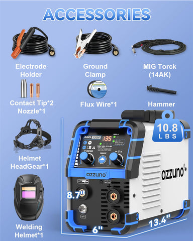 AZZUNO Lift TIG range 0.5–3.0 mm for versatile welds.