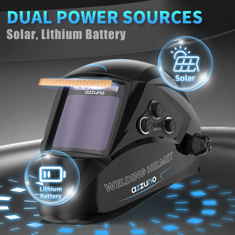 AZZUNO welding helmet adjustable headgear for a secure, comfortable fit.