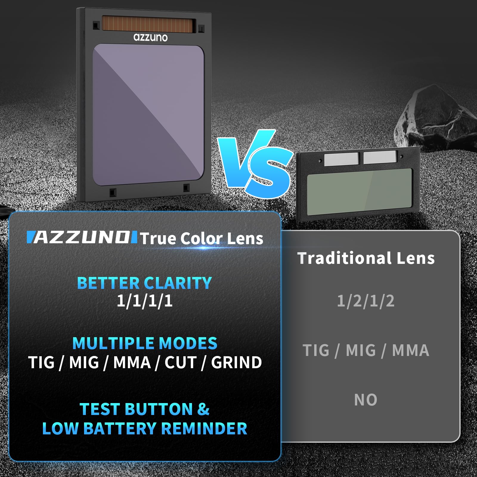 AZZUNO lightweight design helps reduce fatigue during long welding sessions.