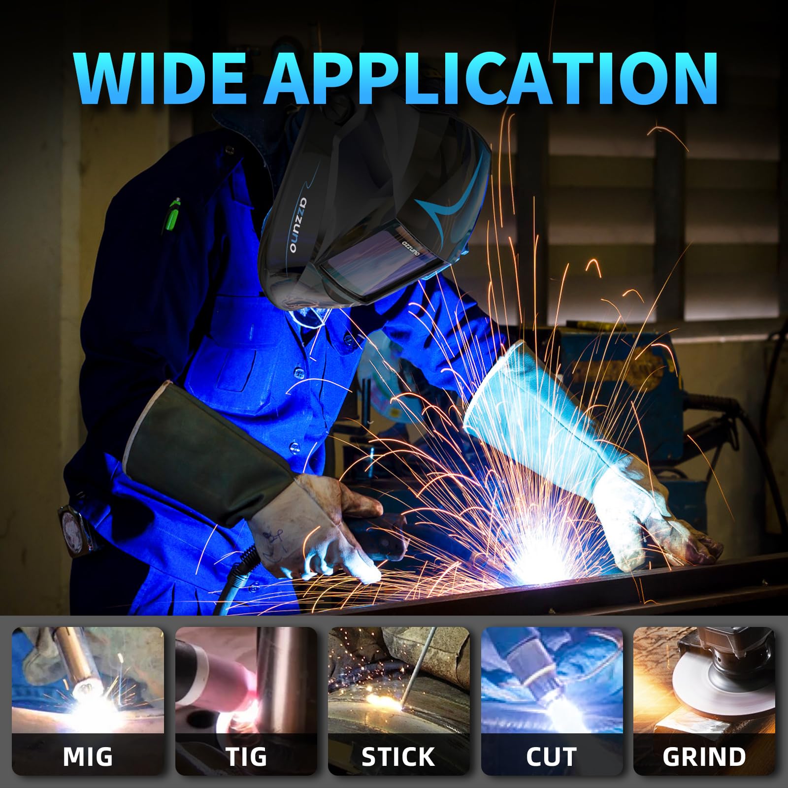 AZZUNO welding helmet ideal for workshop tasks and everyday use.